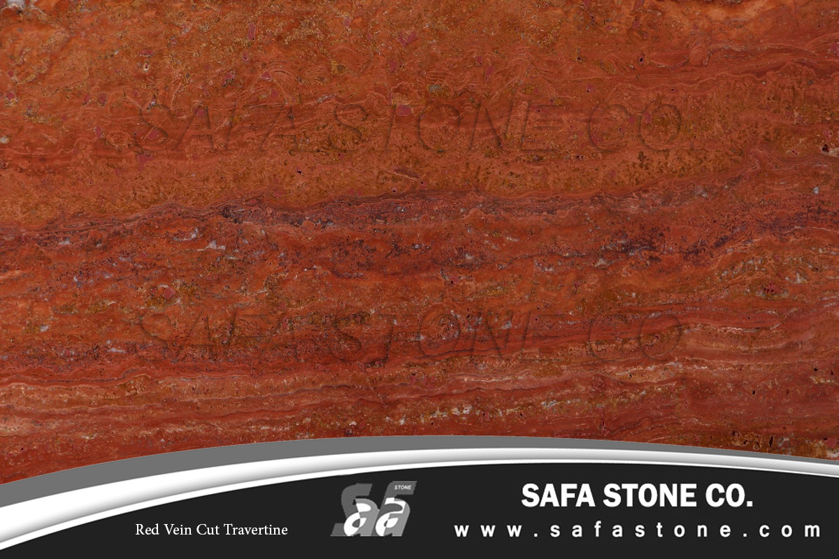 سنگ تراورتن قرمز آذرشهر موجدار ، مجتمع سنگ صفا ، انواع سنگ تراورتن ، سنگ تراورتن 